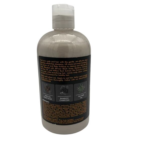 SheaMoisture African Black Soap Bamboo Charcoal Deep Cleansing Shampoo 13 oz NEW - Picture 2 of 4